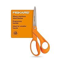 Fiskars® Petite Original Orange-Handled Scissors - Crafting and Sewing Stainless Steel Scissors for Smaller Hands - Ergonomic Handle - Paper and Fabric Scissors for Office, Arts, and Crafts