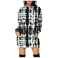 Women's Christmas Dresses Fashion Daily Printed Pockets Long Sleeve Hoodies Pullover Dresses, S-3XL