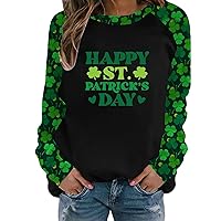 Happy St. Patrick's Day Sweatshirt for Women 2024 Loose Fit Raglan Sleeve Shirt Lucky Irish Shamrock Graphic Tees