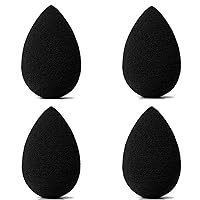 Beauty Junkees Blending Sponge: Black Makeup Blender 4Pc Set - Latex Free Makeup Sponges For Stippling Foundation, Highlighting, Contouring With Liquid, Creams, Powder Cosmetics