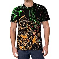 Rainbow Paint Splash Men's T Shirts Full Print Tees Crew Neck Short Sleeve Tops