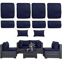 Patio Cushion Covers for 5 Pcs Patio Furniture Sets, 10 Covers Patio Furniture Cushion Covers for Seat and Back, Water Repellent Outdoor Cushion Covers Replacement