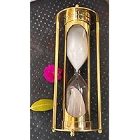 3 Min's Pure Solid Brass Hourglass SandTimer, White Sand ; Nautical Decor ; Home Decor ; Office Decor
