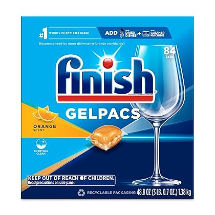 Finish All in 1 Gelpacs Orange, Dishwasher Detergent Tablets 84 count (packaging may vary )