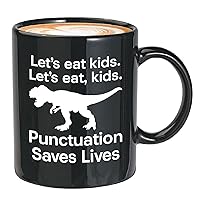 Funny grammar Coffee Mug 11oz Black - Let's Eat Kids - English Teacher Commas Save Jokes School Punctuation Synonym Writing Linguistic