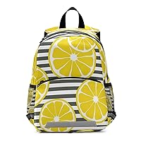 ALAZA Summer Fresh Lemons and Black White Stripe Casual Daypacks Bookbag School Bag with Chest Strap