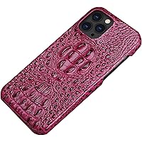 Genuine Leather Case for iPhone 14/14 Plus/14 Pro/14 Pro Max, Luxury Business Crocodile Head Embossed Leather Slim Fit Non-Slip Shockproof Protective Cover Case (Color : Pink, Size : 14ProMax