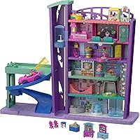 Polly Pocket Playset with 3 Micro Dolls, 1 Toy Car, Food and Shopping Accessories, Pollyville Mega Mall Toy