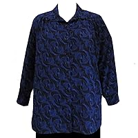 Women's Plus Size Long Sleeve Button-Front Tunic with Shirring