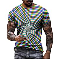 Novelty T-Shirt for Men,Men's 3D Optical Illusion Graphic Print Tees Crewneck Short Sleeve Summer Streetwear Tops