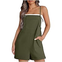 Women's Rompers Shorts Overalls Sleeveless Adjustable Strap Short Rompers Jumpsuit With Pockets Rompers, S-2XL