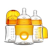 Smilo, Baby Bottles, Orange, Smooth Flow Anti-Colic Feeding, 5 Ounce with Stage 0 Nipples (Pack of 3)