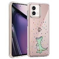 Unov Case Compatible with Motorola Moto g Stylus 2023 5G Clear with Design Soft TPU Shock Absorption Slim Embossed Pattern Protective Back Cover 6.6 inch (Rainbow Dinosaur)