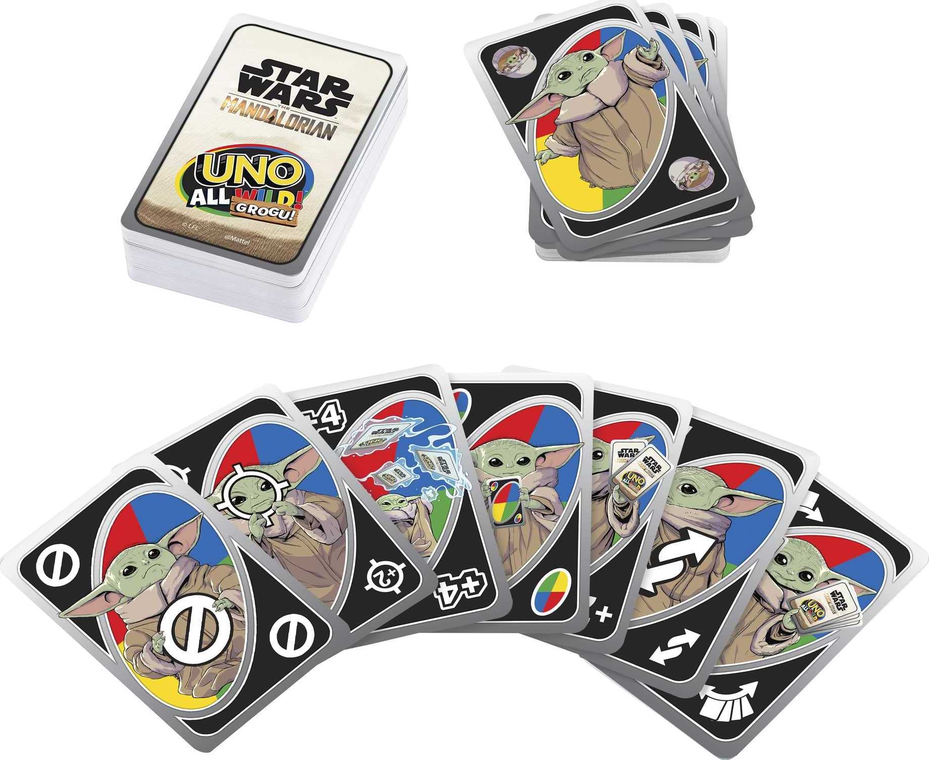 UNO The Mandalorian All Wild Grogu Card Game for Kids & Adults with Grogu Images & Special Rule, 2 to 10 Players