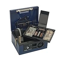 CARL Heavy Duty Dual Combination Cash Box, Medium, Blue
