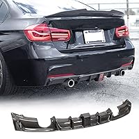 MCARCAR KIT Carbon Fiber Rear Diffuser for BMW 3 Series F30 F35 M Sport 2012-2018 320i 325i 328i 330i 335i 340i M-Tech Lower Bumper Lip Spoiler Body Kit with Light (Single Muffer Dual Out)