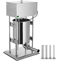 Happybuy Electric Stuffer 15L Stainless Steel Variable Speed Vertical Meat Filler Automatic Sausages Maker Machine with 4 Filling Funnels