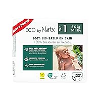 Eco by Naty Eco-Friendly Baby Diapers Newborn - 100% Plant-Based Materials on Skin, Extra Soft & Skin-Friendly, Super Absorbent Prevent Leaking (Size 1, 100 Count)