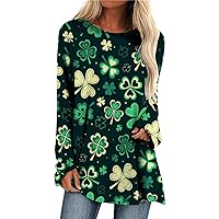 St Patricks Day Shirts Women Funny Green Shirt Turtle Neck Long Sleeve Tee Shirt Soft Tunic Sweatshirts for Women