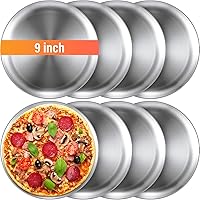 Thenshop 8 Pieces Pizza Pans Bulk Stainless Steel Pizza Pans Sets Round Bakeware Pizza Trays for Oven Kitchen Baking Home Restaurant Safe Sturdy Reusable Easy Clean (Silver,9 Inch)