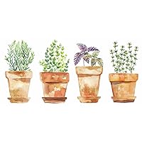 RoomMates RMK3652SCS Watercolor Potted Herbs Peel and Stick Wall Decals 4 Sheets 9 inches x 17.375 inches
