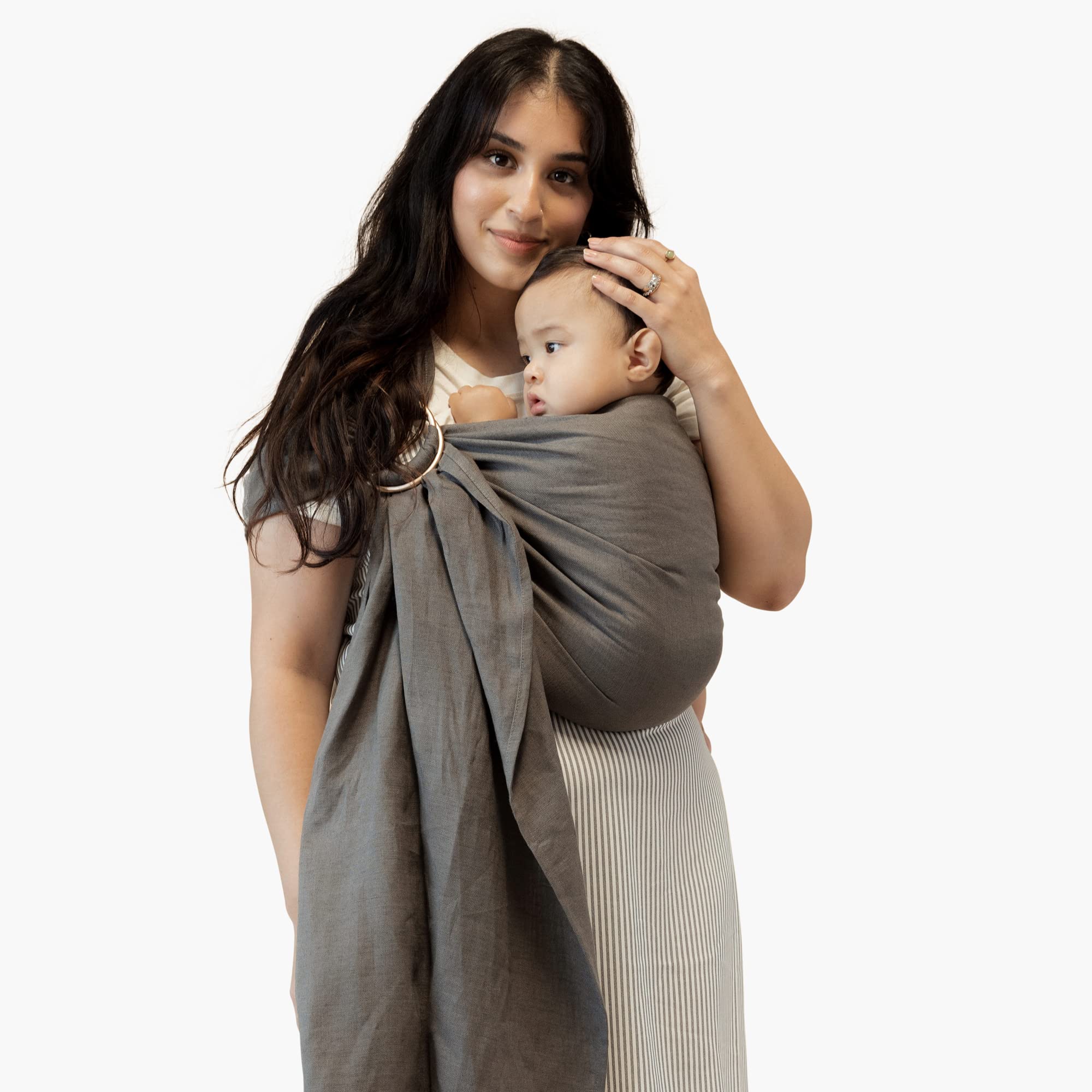 WildBird Ring Sling Baby Carrier for New Moms & Dads & Caregivers - Made from 100% Belgium Linen - for Newborns to Toddlers Up to 35 lbs - Standard 74
