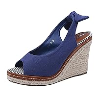 Summer Sandals for Women 2023 2023 Spring/Summer New Roman Style Slope Heel Women's Sandals Fish Mouth Back Strap