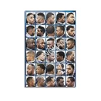 Barbershop Salon Poster Black Men Beard And Haircut Styles Canvas Painting Posters Poster for Room Aesthetic Posters & Prints on Canvas Wall Art Poster for Room 08x12inch(20x30cm)