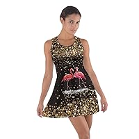 CowCow Womens Tank Dress Flamingo Summer Cotton Racerback Dress, XS-5XL