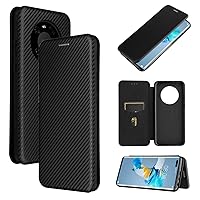 ZORSOME for Huawei Mate 40 Pro Flip Case,Carbon Fiber PU + TPU Hybrid Case Shockproof Wallet Case Cover with Strap,Kickstand Black