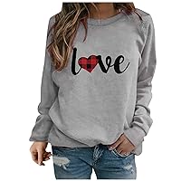 Womens Valentines Day Sweater Women's Heart Sweaters Valentine's LOVE Graphic Print Pullover Sweatshirts Holiday Blouse