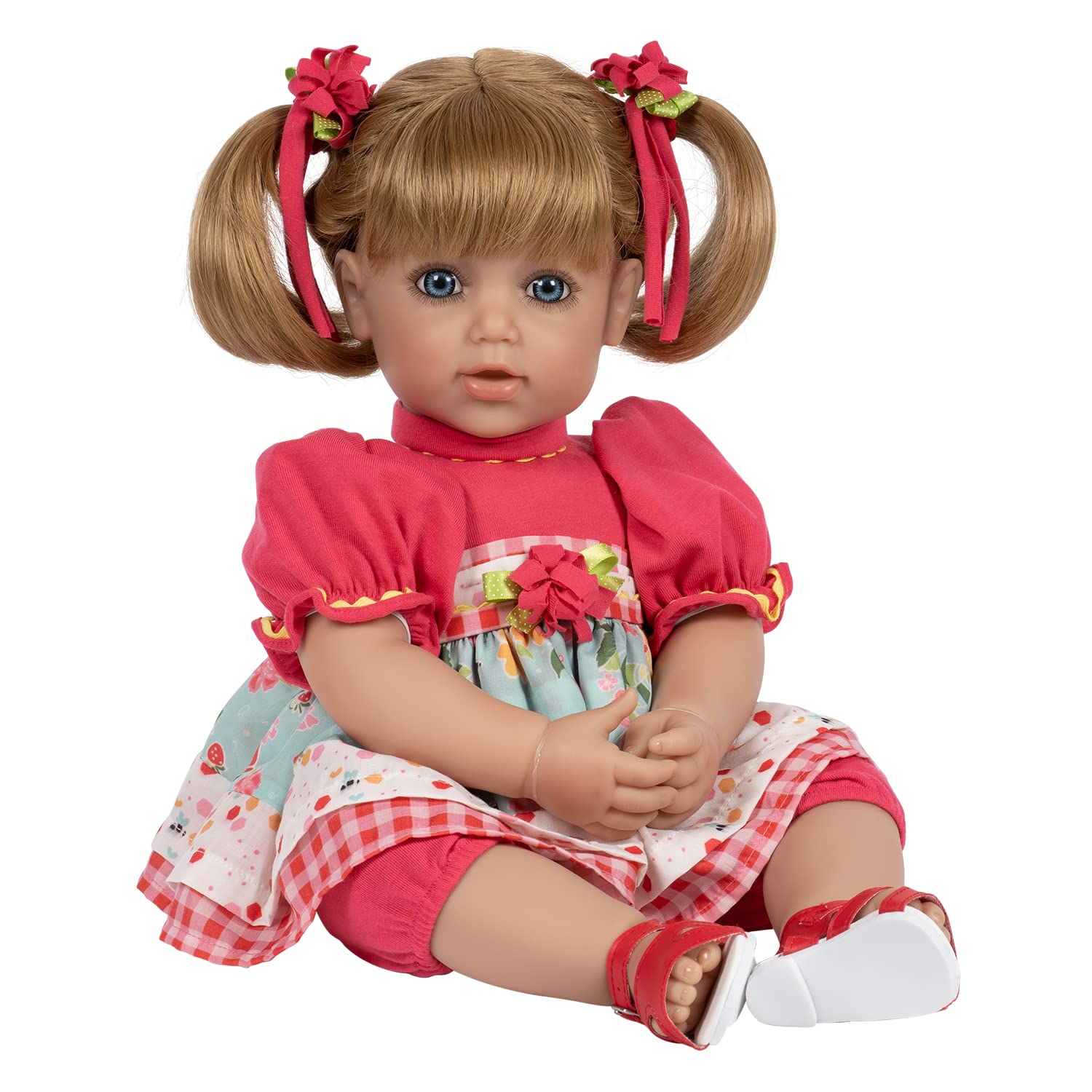 Adora Realistic Baby Doll Lace - Toddler Doll Polka Dot Picnic, 20 inch, Soft CuddleMe Vinyl, Black Hair/Brown Eyes