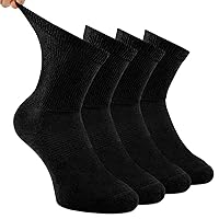 Busy Socks 4 Pack Non-binding Diabetic Socks for Men Women, Loose Top Crew Cotton Thick Cushion Socks