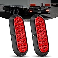 Nilight 6Inch Oval Tail Light 2PCS Red 24LED Running Stop Brake Turn Surface Mount Marker Light Sealed IP67 Waterproof Taillight for 12V RV Camper Caravan Truck Trailer Bus, 2 Years Warranty