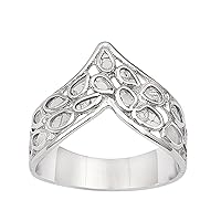 1.45 CTW Natural Diamond Polki Crown Ring 925 Sterling Silver Platinum Plated Slice Diamond Jewelry