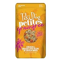 Tiki Dog Aloha Petite, Chicken with Chicken Liver, Heart & Gizzard, Grain Free and Rich in Omega 3 & 6, For Small Breed Dogs and All Life Stages, 3.5 oz Pouch, Pack of 12