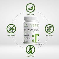 Vitamin B1 500mg with Benfotiamine – 2 in 1 Enhanced Formula – Water Soluble Thiamine B1 Supplement – Third Party Tested, Non-GMO, No Gluten