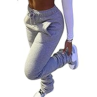 Womens Stacked Fleece Sweatpants Sherpa Lined Thicked Warm Athletic Active Jogger Ruched Lounge Pants