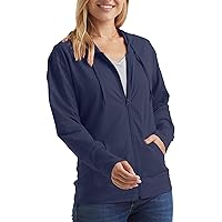 Women’s Slub Knit Full-Zip Hoodie, Textured Cotton Zip-Up T-Shirt Hoodie for Women