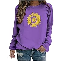 Sunflower Sweatshirt For Womens Fashion Round Neck Baggy Pullover Shirt Long Sleeves Fall Spring Tunic Clothes