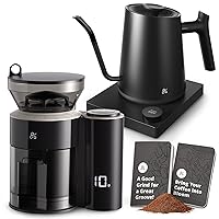 Greater Goods Electric Gooseneck Kettle and Coffee Grinder, Designed in St. Louis. Onyx Black.