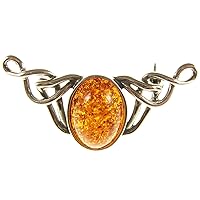 BALTIC AMBER AND STERLING SILVER 925 DESIGNER COGNAC BROOCH PIN JEWELLERY JEWELRY