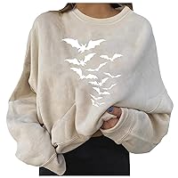 Ladies Long Sleeve Athletic Tops Womens Printed Neck Sweatshirts Halloween Top Long Sleeve Loose Tunics for Women