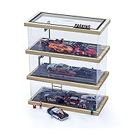 Hot Wheels Die-cast Car Display Case,Premium Acrylic Showcase for Toy Cars,Wooden Hot Wheels Parking Garage in 3 Floors,Wooden Hot Wheels Parking Garage with Parking Spaces (1:64 with Acrylic)