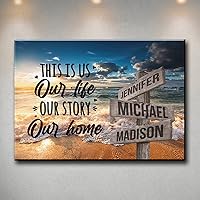 Ocean Sunset Color with Saying 7 Multi-Names Premium Canvas Art - Home Decor Wall Art Print Poster Painting, Print Picture Wall Art for Bedroom Living Room Home Decoration, Full Size