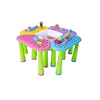 UNiPLAY Indoor/Outdoor Toddler Activity Table 4-Set with 42 Piece Building Blocks, Kids Play Table for Building Blocks Toy, Motor Development, Sensory Learning Toys for Toddlers