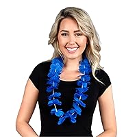 Blue Satin Hawaiian Flower Lei Necklace