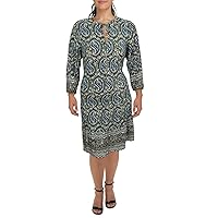 Tommy Hilfiger Womens Plus Paisley Tiered Shift Dress Blue 22W