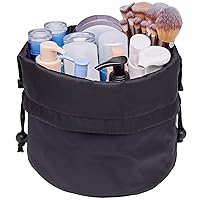 Barrel Drawstring Makeup Bag Travel Cosmetic Bag Large Toiletry Organizer Waterproof for Women (Large, Black)