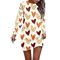 Women's Valentines Dress Long Sleeve Cute Day Dresses Pullover Hip Pack Sweater Dress Autumn, S-3XL